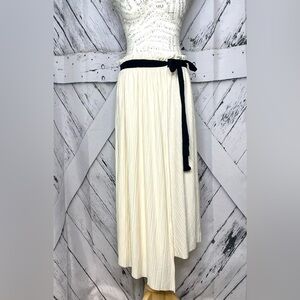 Zara Ivory Wrap Skirt Asymmetric Hem Black Ribbon Belt M